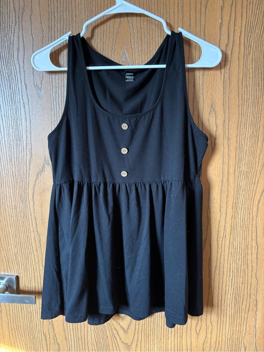 SHEIN Black Button-Front Peplum Tank Top
